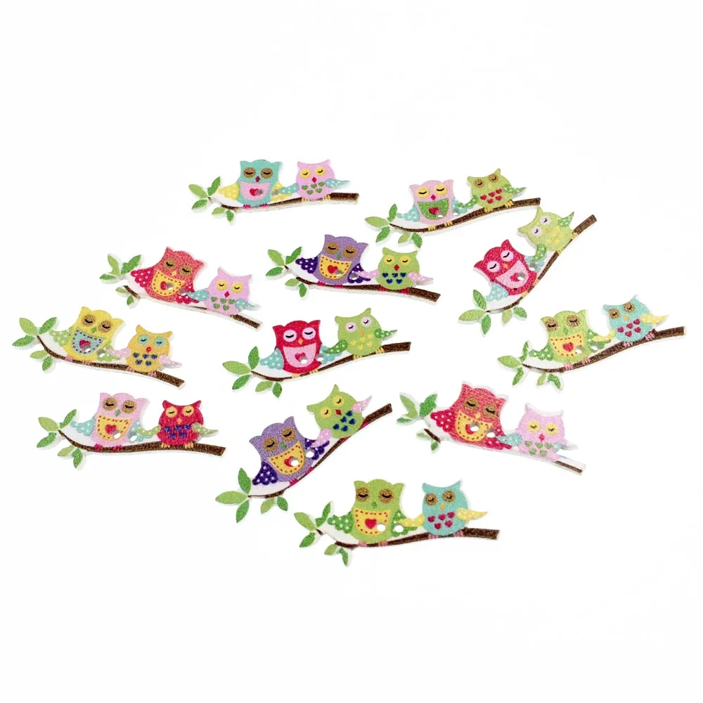 50 шт. Сова на дереве DIY деревянные кнопки для одежды аксессуары скрапбукинга