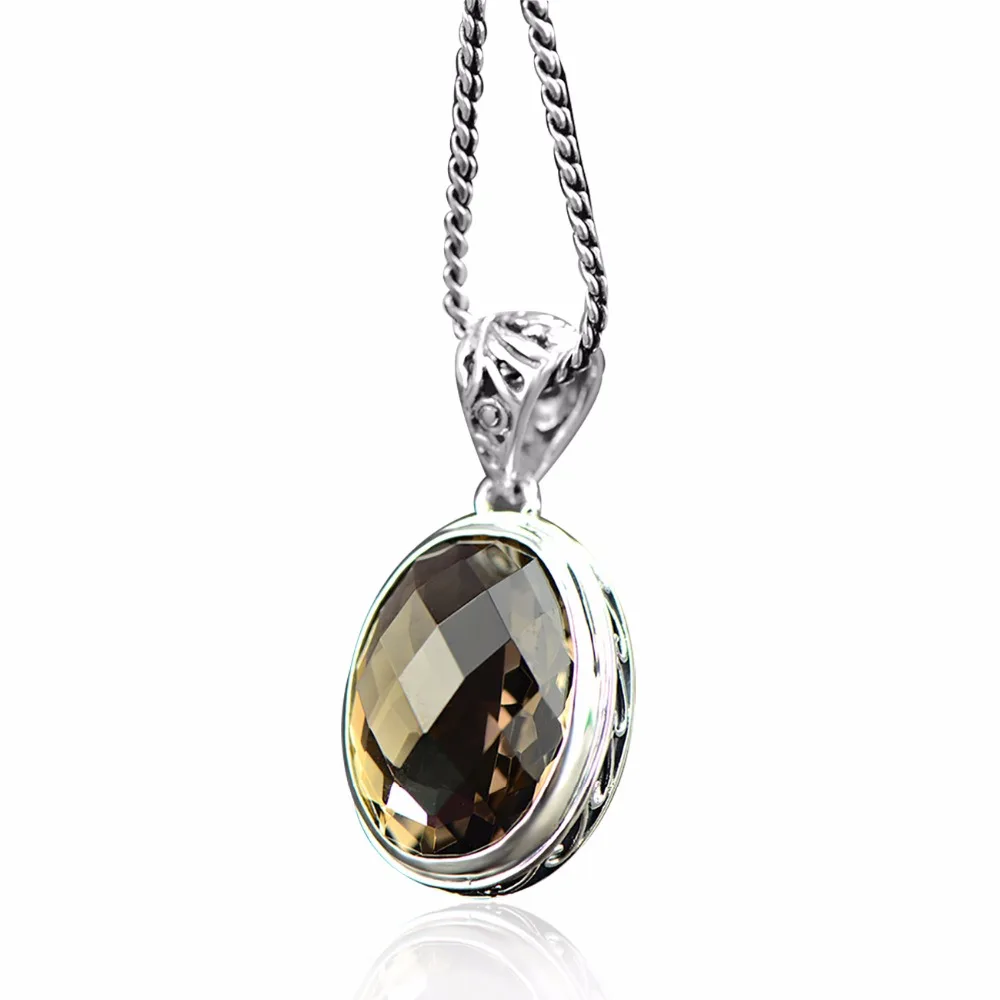 

L&P 2018 New Fashion Real Silver Smoky Quartz Pendant for Lady Original Design Elegance 925 Sterling-silver Luxury Fine Jewelry