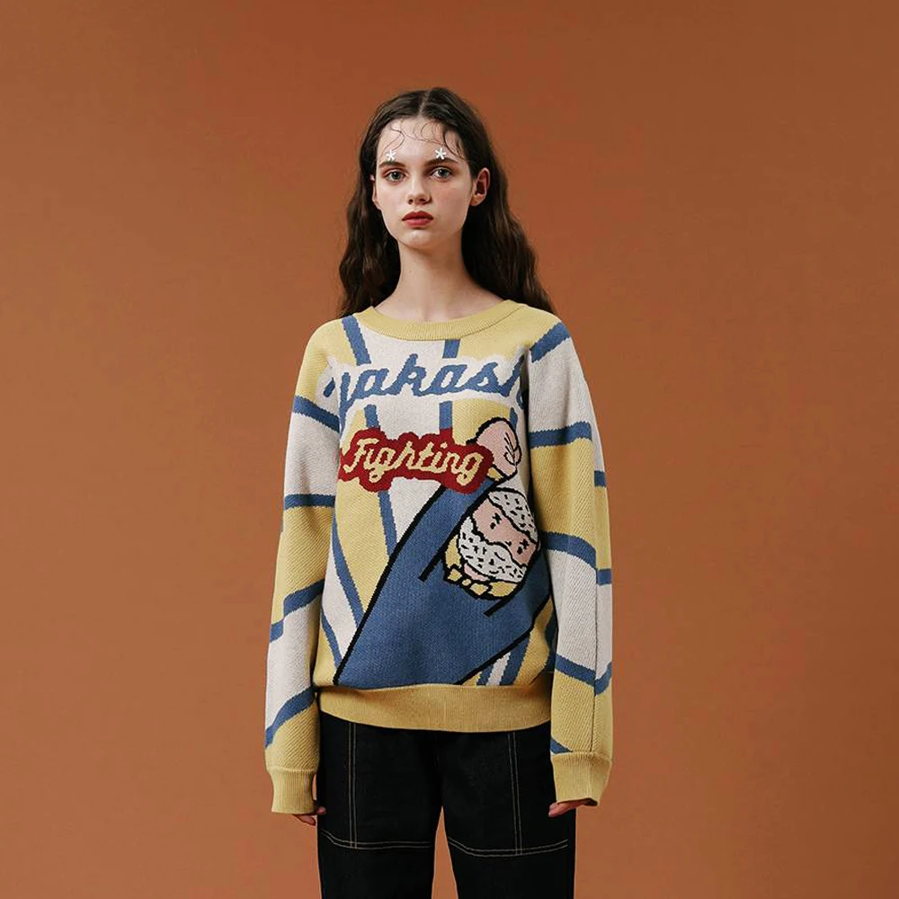 

Fashion Original Design Spring Ladies Pullover Sweaters Thick Warm Female Playful Knitted Jumper Tops Loose High Quality Letters