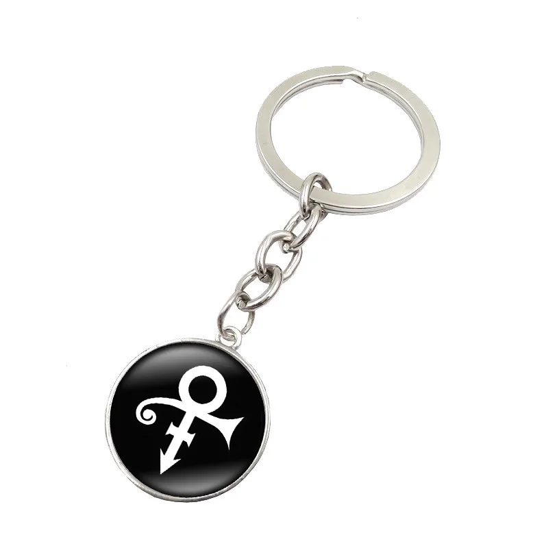 XUSHUI XJ Rock Star Prince Symbol Glass Round Dome Pendant Keychain Jewelry Accessories Metal Key Chains Rings | Украшения и