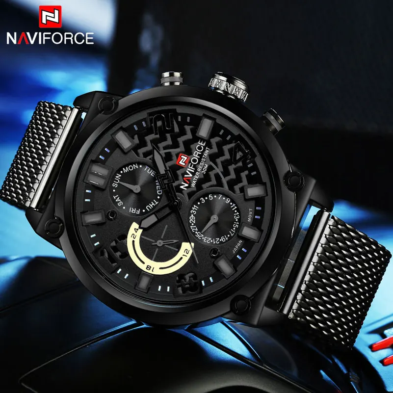 Часы наручные NAVIFORCE Мужские кварцевые брендовые модные повседневные спортивные