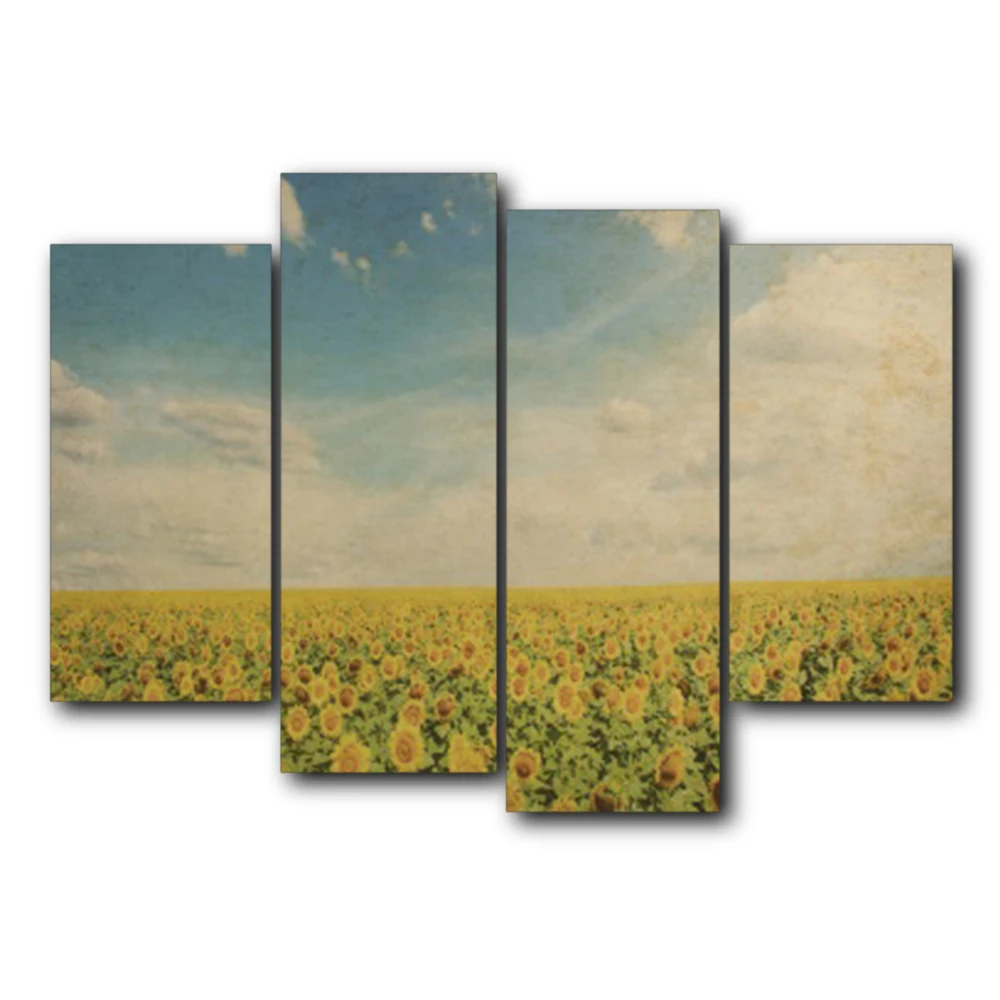 Laeacco Весенние Подсолнухи облака холст масло плакат и принты Гостиная Декор стен