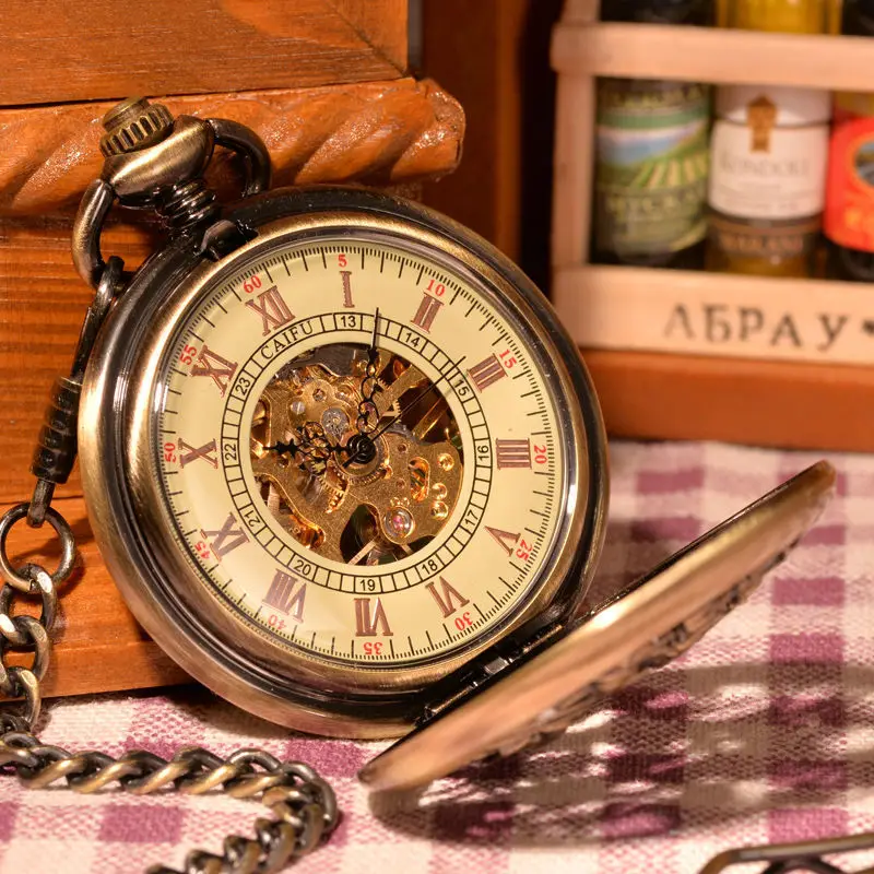 Новое Прибытие Античная Механические Карманные Часы Пара Панк Традиционные Full