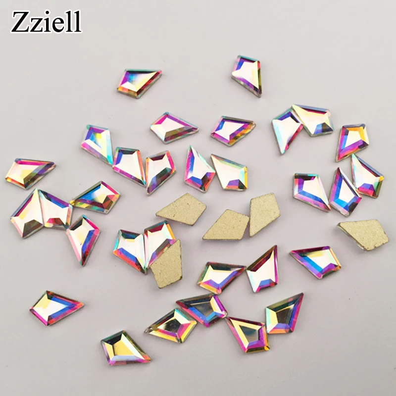 Zziell 10 шт Кристальные блестящие 3D Стразы для дизайна ногтей AB Красочные конские
