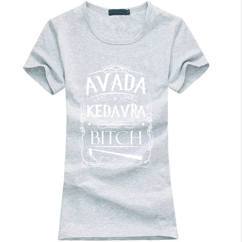 Avada Kedavra Homme, женская футболка с буквенным принтом, модная, harajuku, хлопковая футболка, femme,, летние брендовые Забавные топы в стиле панк - Цвет: Серый