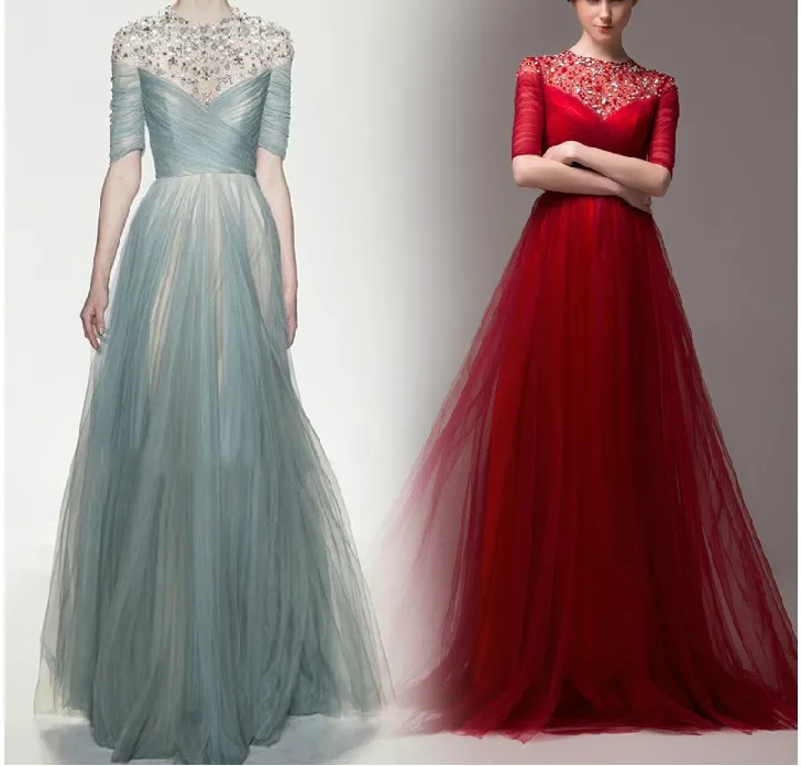 Шифоновые вечерние платья с V образным вырезом и бусинами TK156|formal evening dress|evening
