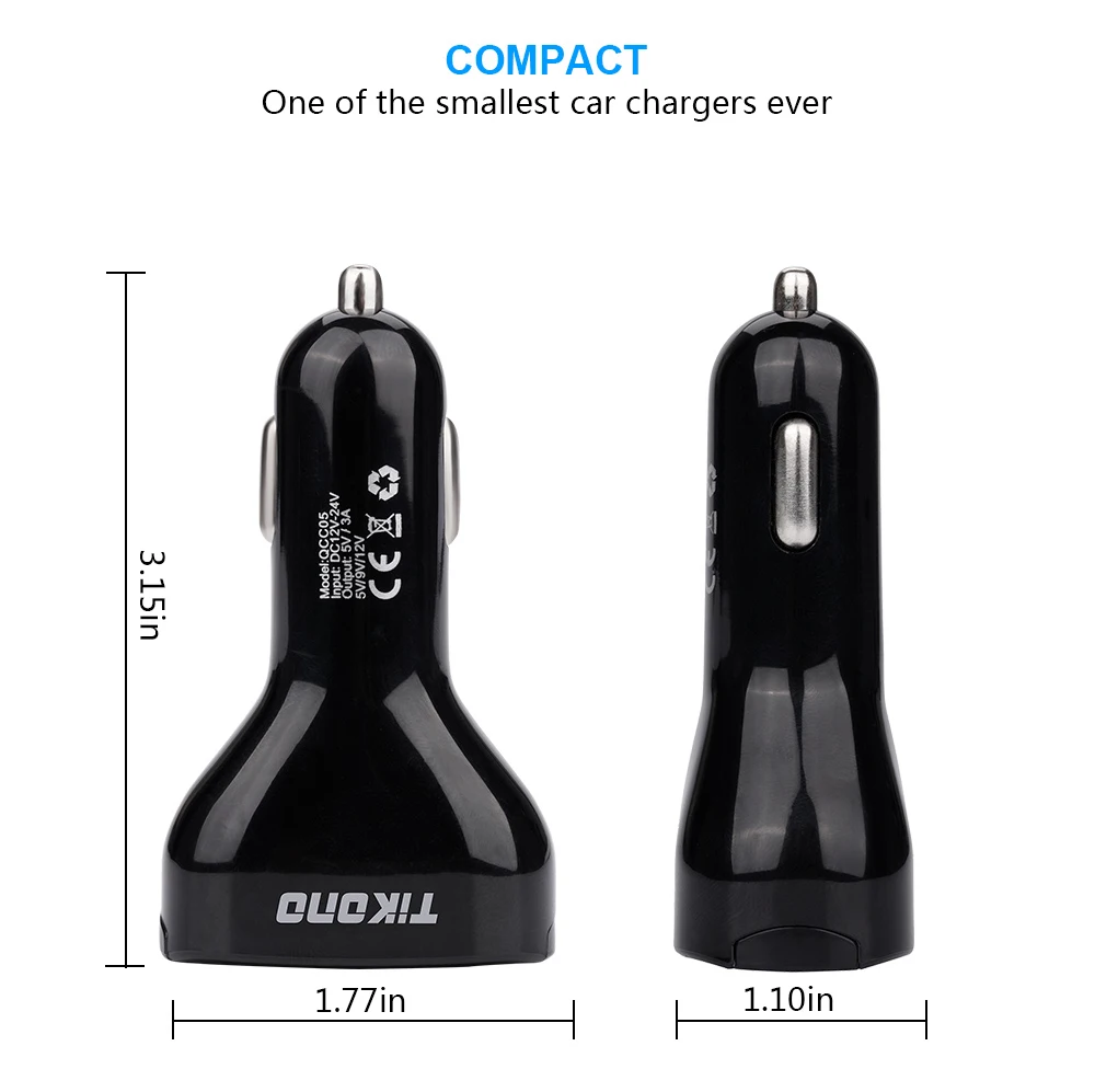 Tikono Быстрая зарядка QC 3 0 USB порта автомобильное зарядное устройство для сотового