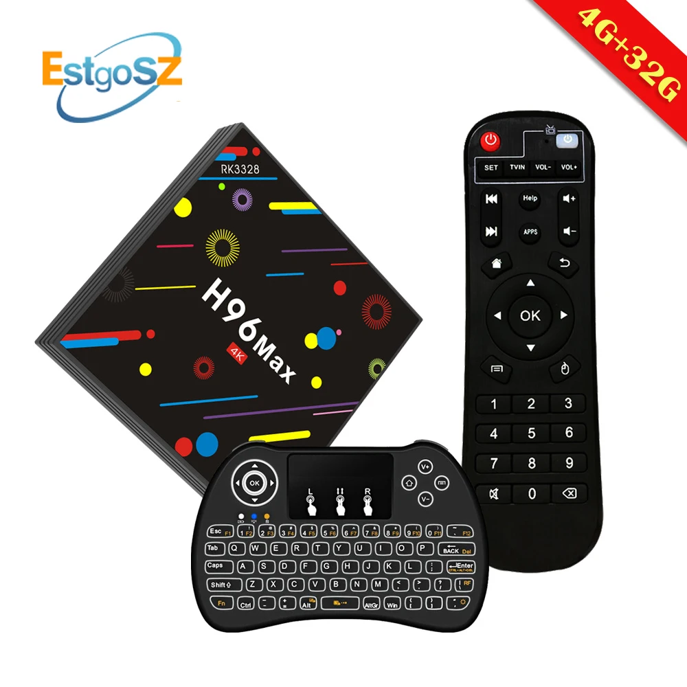 H96 Max H2 EstgoSZ Smart tv Box 4 Гб ОЗУ 32 Гб ПЗУ Android 7,1 медиаплеер h96pro телеприставка RK3328 включает русскую клавиатуру