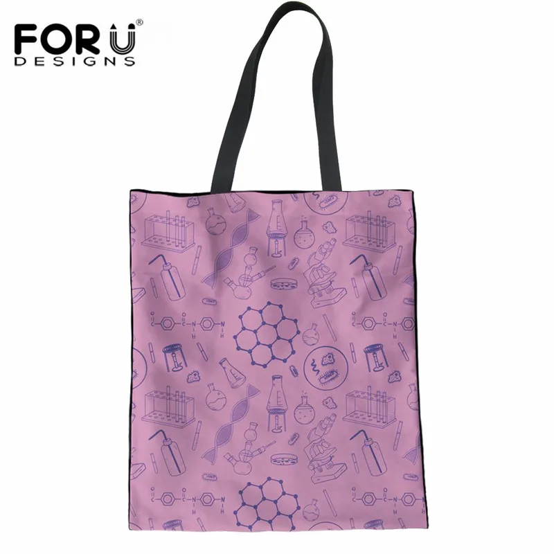 FORUDESIGNS/Дизайнерская Женская парусиновая сумка для покупок с научным учителем; Льняная сумка-тоут для девочек; Женская дорожная тканевая сумка на плечо; Mujer - Цвет: HK7155Z22