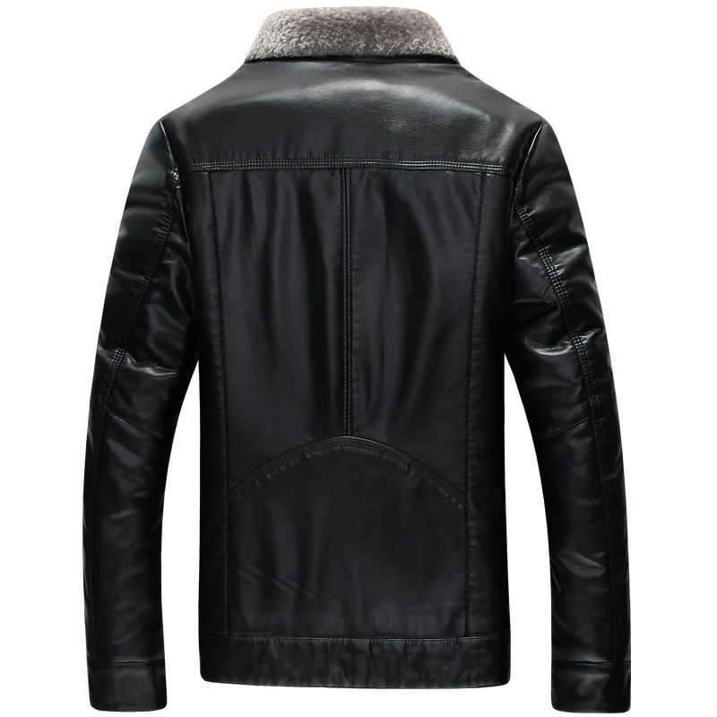 Мужская зимняя кожаная куртка модная коричневая большого размера 5XL 4XL с