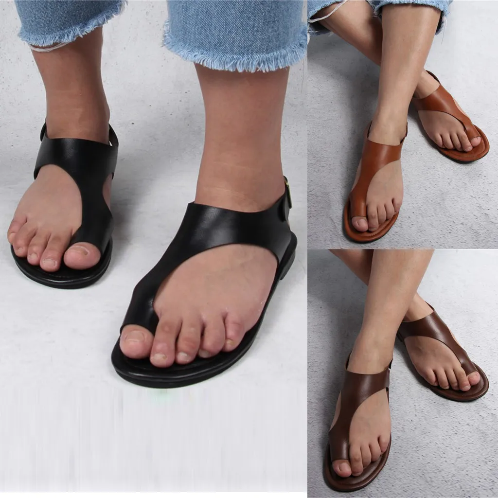 Новинка женские сандалии на плоской подошве с пряжкой лодыжке