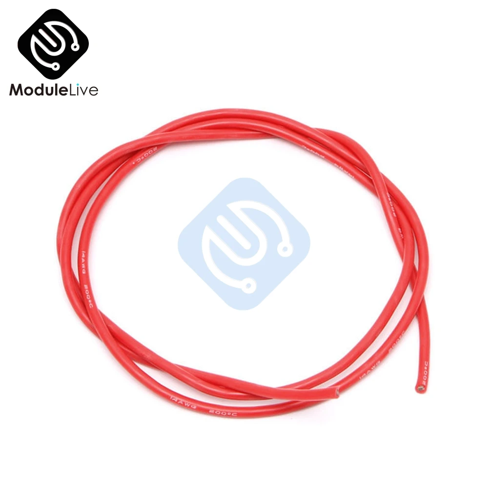 1 комплект 14 AWG Калибр провода гибкие многожильные медные кабели с силиконовой оплеткой для RC черный 1 М+ Красный 1 м = 2 м