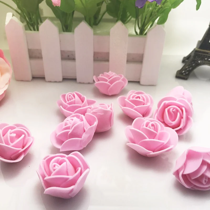 pink Красивые 30 шт. 2,5 см маленькие Мини розы Искусственные цветы из пены для свадебного праздничного украшения ручной работы помпон DIY аксессуары для рукоделия - Цвет: pink