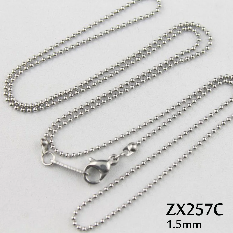 

with tag use lobster clasp -16"-36" length stainless steel necklace 1.5mm ball chain fashion beads chains 20pcs ZX257C