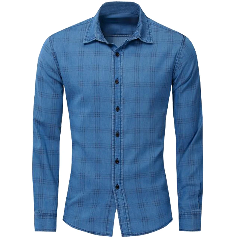 Рубашка мужская с длинным рукавом 100% хлопок повседневная в клетку 2