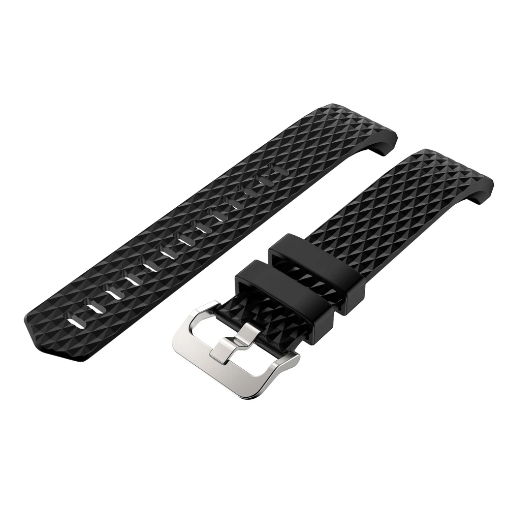 

11 Colors 3D Silicone Watch Band For Fitbit Charge 2 Band Charge2 Heart Rate Smart Bracelet Wrist Strap Stainless Steel Buckle