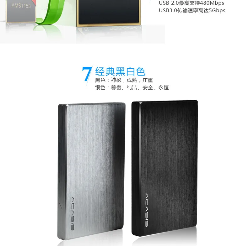 Чехол для ноутбука ACASIS USB3.0 5 Гбит/с из алюминиевого сплава с интерфейсом SATA и кабелем 2,5 дюйма, коробка для внешнего жесткого диска