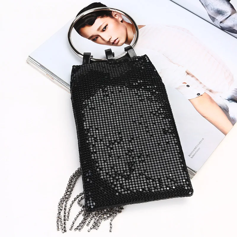 Металлический браслет вечерние сумка HandbagTassel блесток вечерняя сумочка BS010 Для