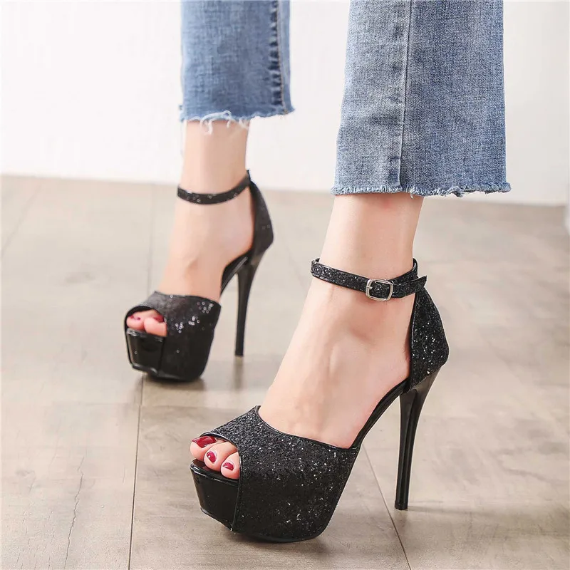 Женские туфли на высоком каблуке ремешок платформа каблук вечерние ринки