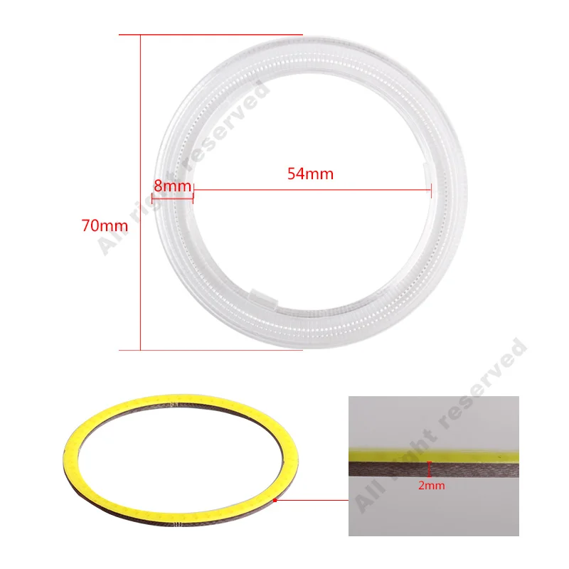 2 шт. Автомобильные противотуманные фасветильник Angel Eyes COB LED 6000K 60 мм 70 80 90 100 110 120