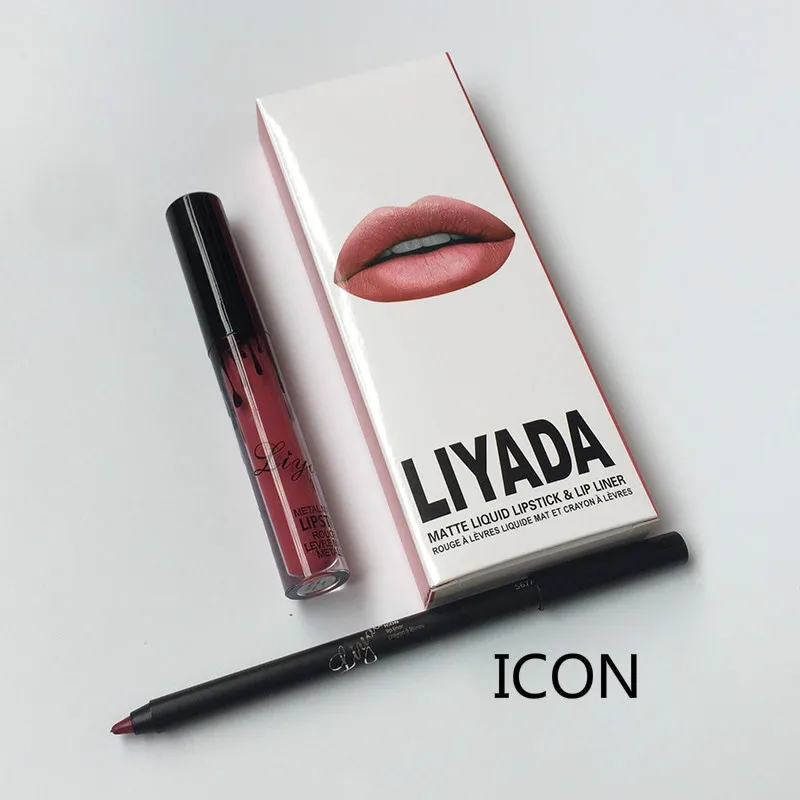 Лидер продаж года liyada Марка жидкая матовая помада комплект Lips Pencil Губы Макияж Lasting Водонепроницаемый Коврики ручка блеск для губ Косметика