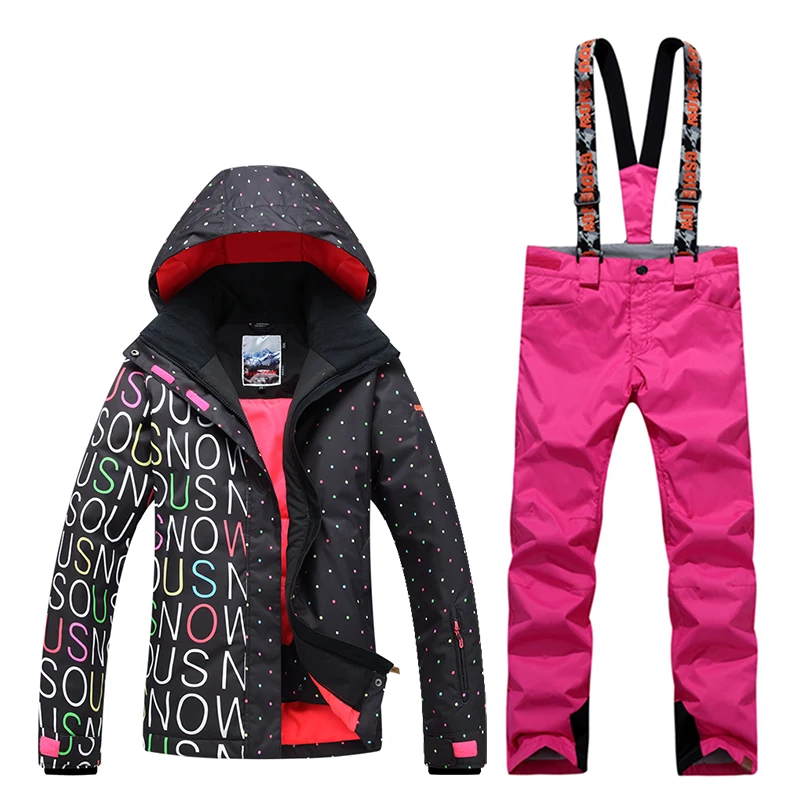 Зимний женский Новый лыжный костюм GsouSnow водонепроницаемая теплая дышащая одежда