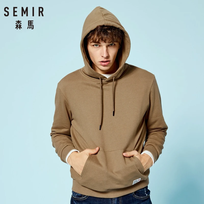 SEMIR теплая толстовка с капюшоном для мужчин, пуловер с капюшоном, Спортивная толстовка с карманом-кенгуру и капюшоном на завязках для осени