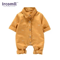 2019 newborn baby rompers long sleeve body suit 100 cotton outfits turn down collar baby boy clothes jumpsuit