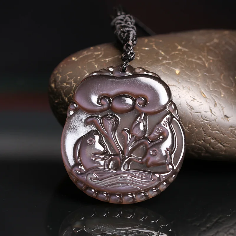 Подлинная Оптовая поставка природного ледяного цвета Обсидиановая подвеска в