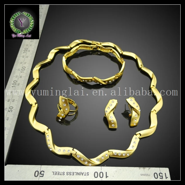 Christmas gift 2017 Latest Design Fashion Gold Color Plated Jewelry Set Costume black friday FHK2901 | Украшения и аксессуары
