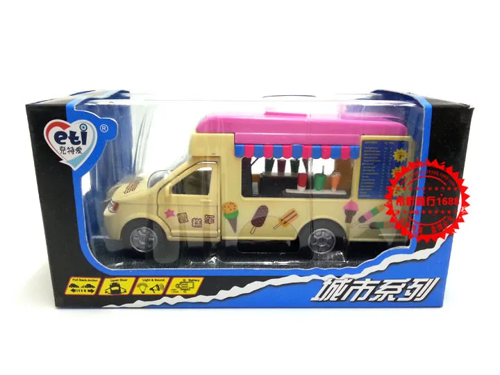 Free Shipping ETI brand children pull back diecast alloy models ice cream fast food truck with light and sound in gift box gld05 | Игрушки и