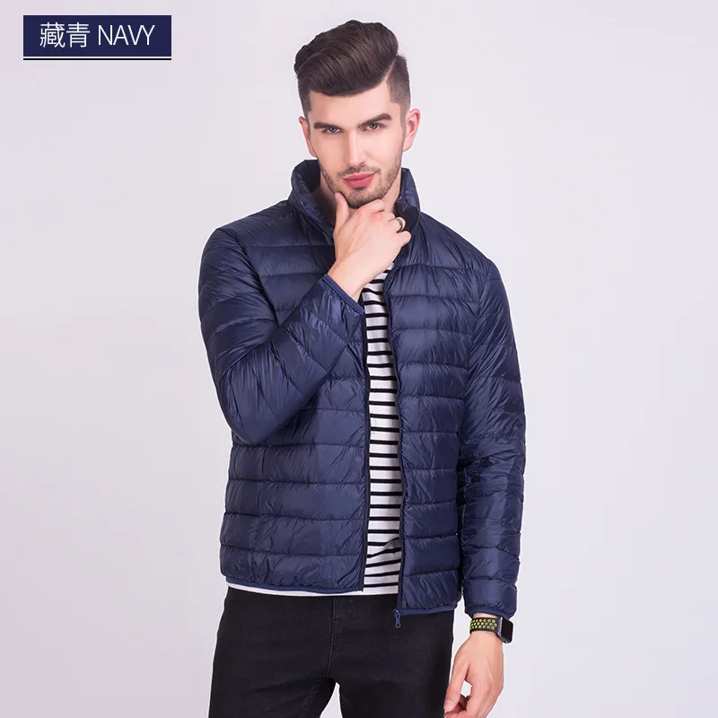 Navy NewBang бренд 6XL 7XL плюс зимняя куртка мужская ультра легкая пуховая куртка мужская Большая размер ветрозащитная легкая портативная теплая куртка - Цвет: Navy