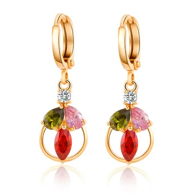 e-shine water drop shape dangle earrings for women zircon metal material elegant lovely style wedding anniversary jewelry | Украшения и
