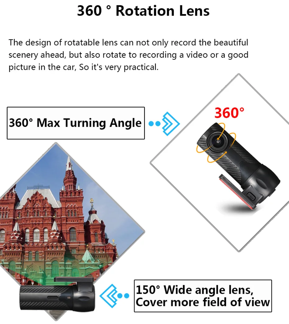 RDVR Мини Автомобильный видеорегистратор Камера Dashcam 360 WiFi умная Автомобильная приборная камера 1080P видео регистратор рекордер g-сенсор ночное видение видеорегистратор
