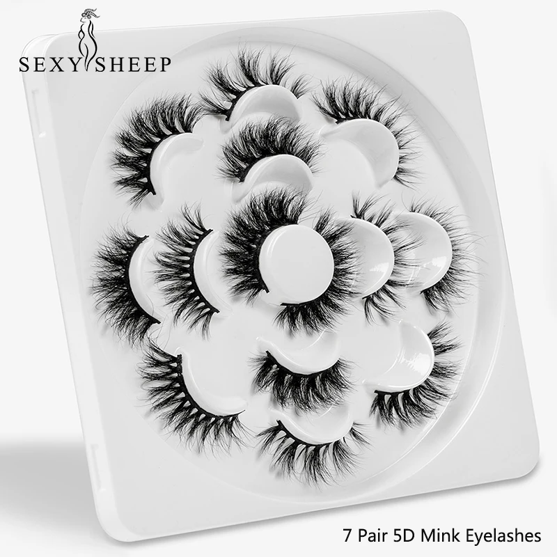 SEXYSHEEP 7 пар 5D толстые норковые Искусственные ресницы длинный макияж норковые ресницы наращивание ресниц Накладные ресницы смешанная модель