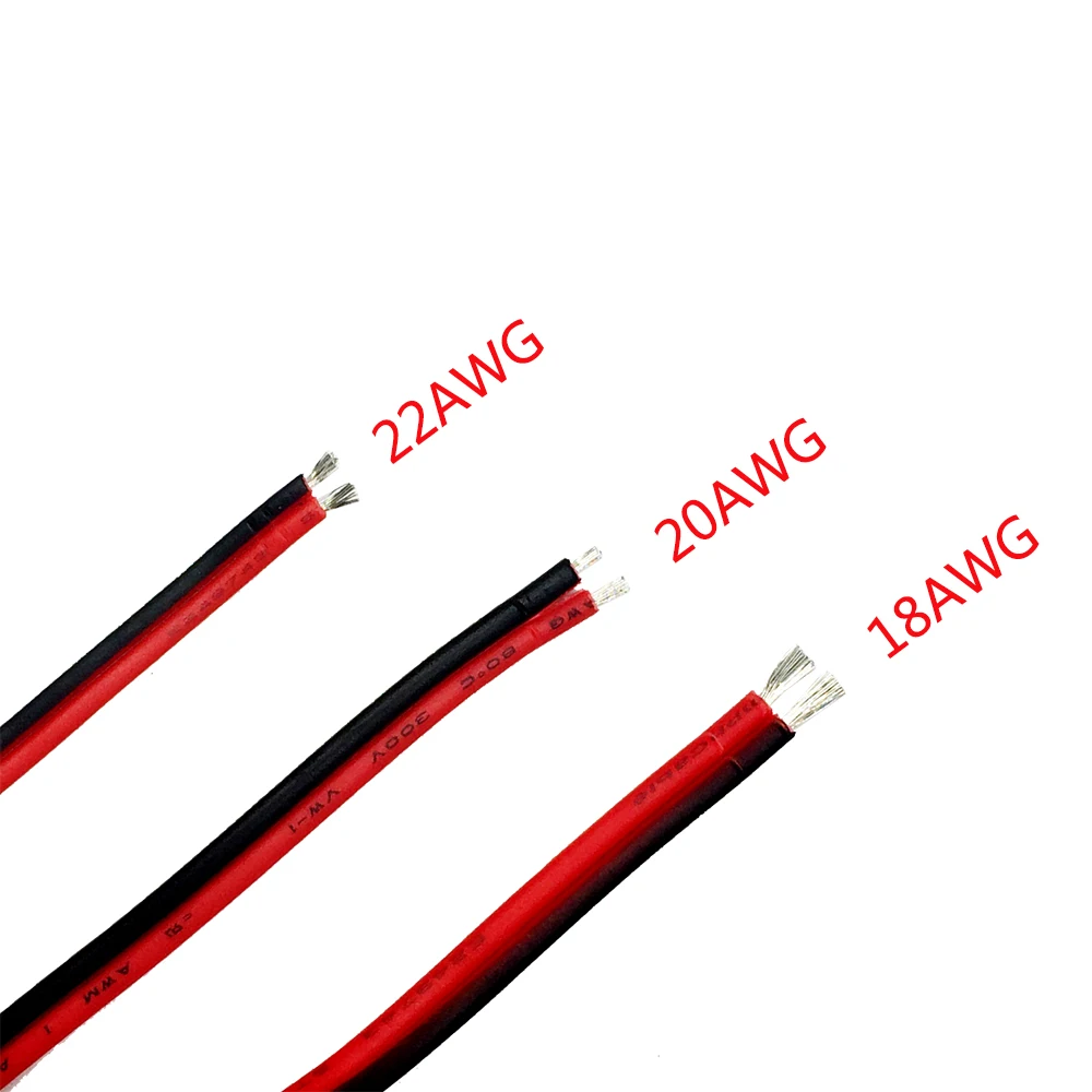 18 20 22 AWG Луженая медная электрическая проволока 2 Pin Красный Черный светодиодный