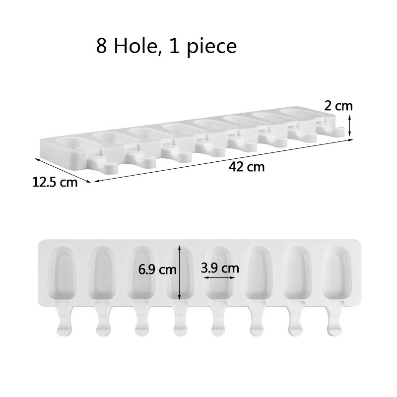 8 Holes Allforhome 8/4/1 отверстие Силиконовые Мороженое Плесень поднос кубика льда в виде мороженого и баррель "сделай сам" форма для десерта формочка для мороженого с эскимо палки - Цвет: 8 Holes
