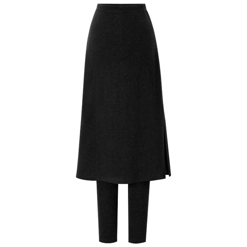 M-6XL Plus Size High Waist Warm Winter Leggings Women Korean Fleece Lined Thickening Fake Two-piece Skirt Legging Leggins Mujer