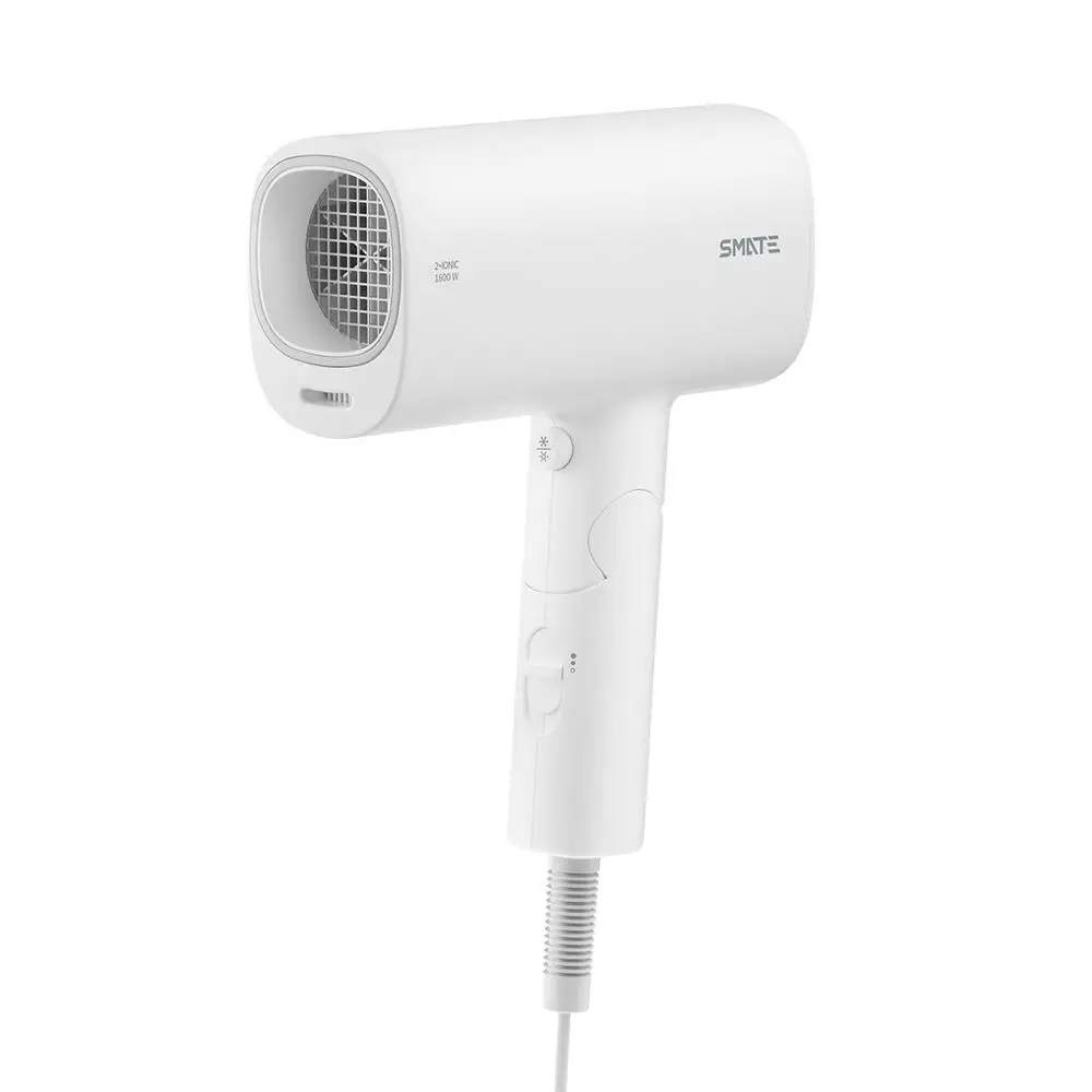 Белый XIAOMI MIJIA SMATE SH-A161 в ионизация волос фен воды отрицательный ионизация волос Уход быстросохнущая Портативный путешествие складной фен для волос, диффузор - Цвет: Белый