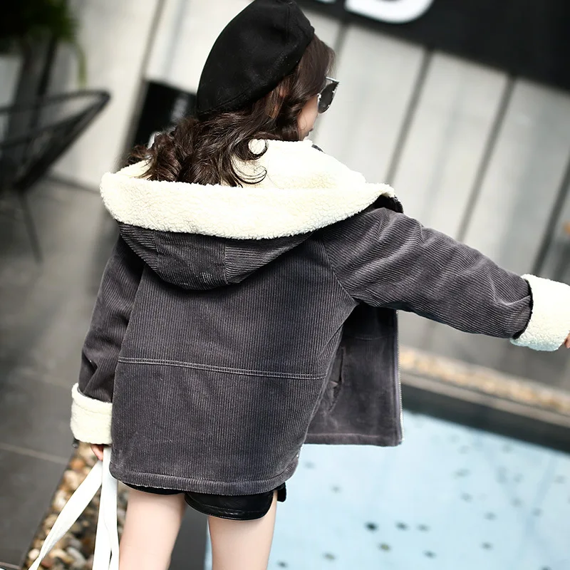 Girls autumn and winter coat 2018 new style fashion lambskin thickening corduroy big children's clothing | Детская одежда и