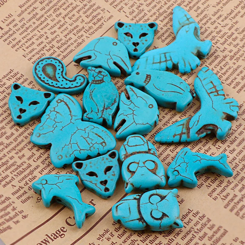Искусственный камень Небесно Голубой Бирюзовый Howlite разные формы бусины бисер DIY
