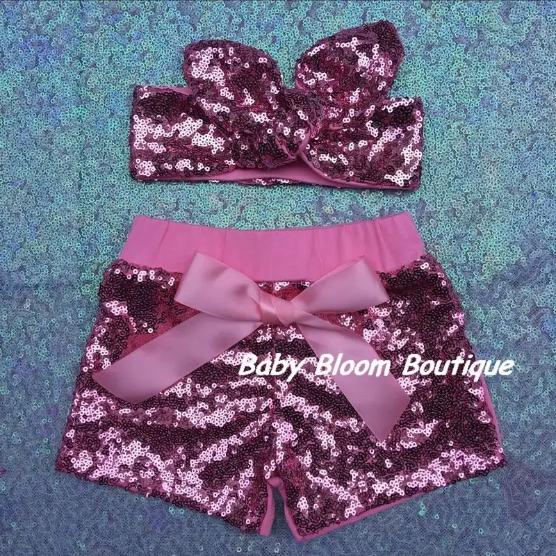 Летние танцевальные шорты с блестками и повязкой на голову для маленьких девочек