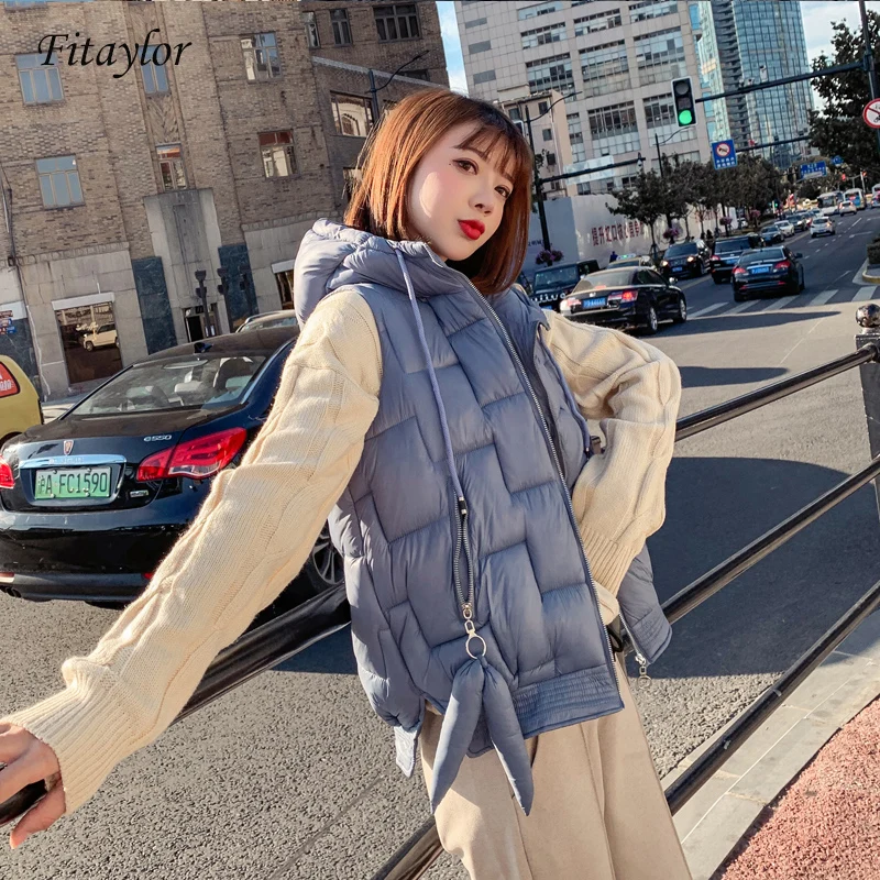 Женский жилет ftaylor теплый хлопковый с капюшоном на зиму 2019 | Женская одежда