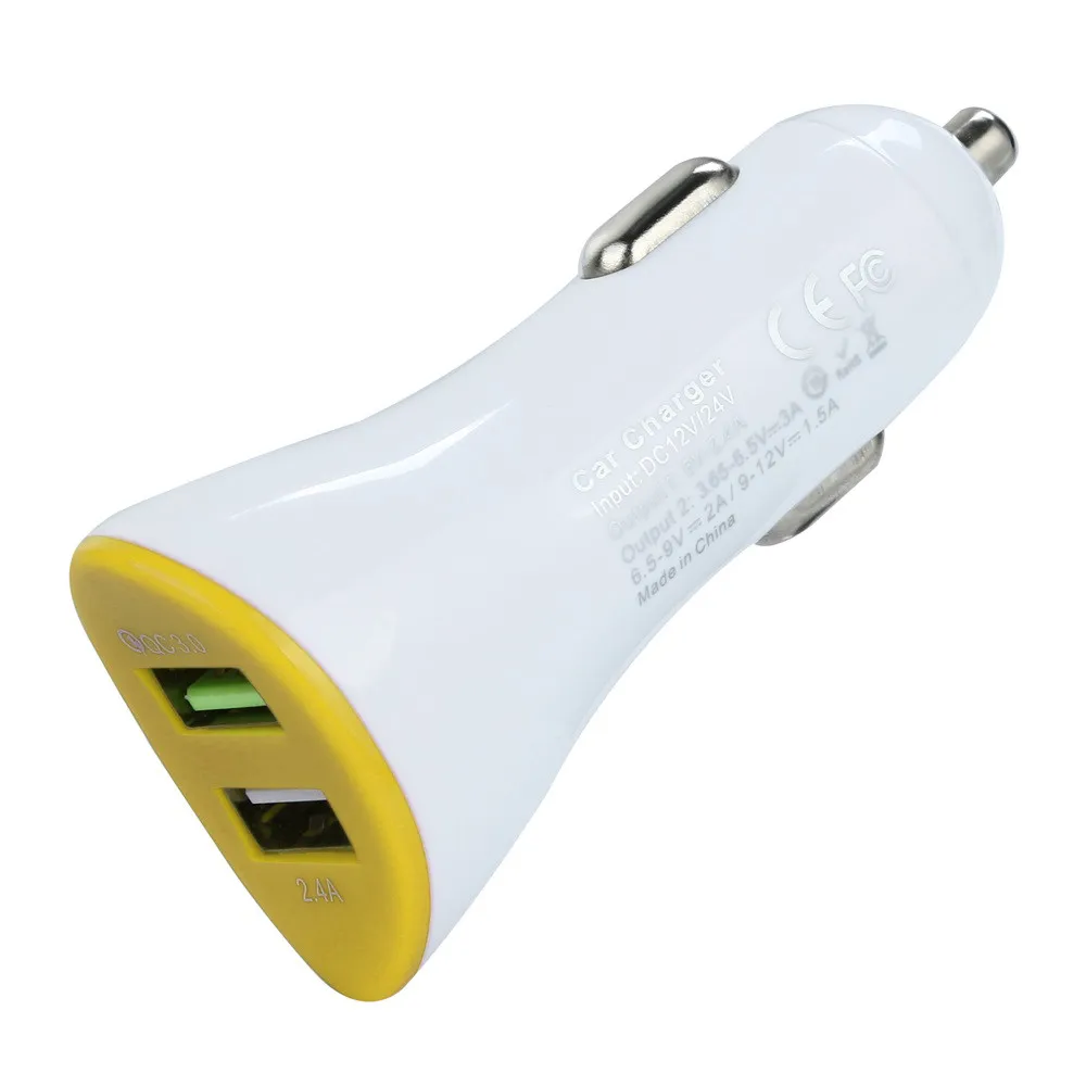Автомобильное зарядное устройство с двойным Usb 5 В 2.4A Быстрая зарядка QC3.0 12-24 в