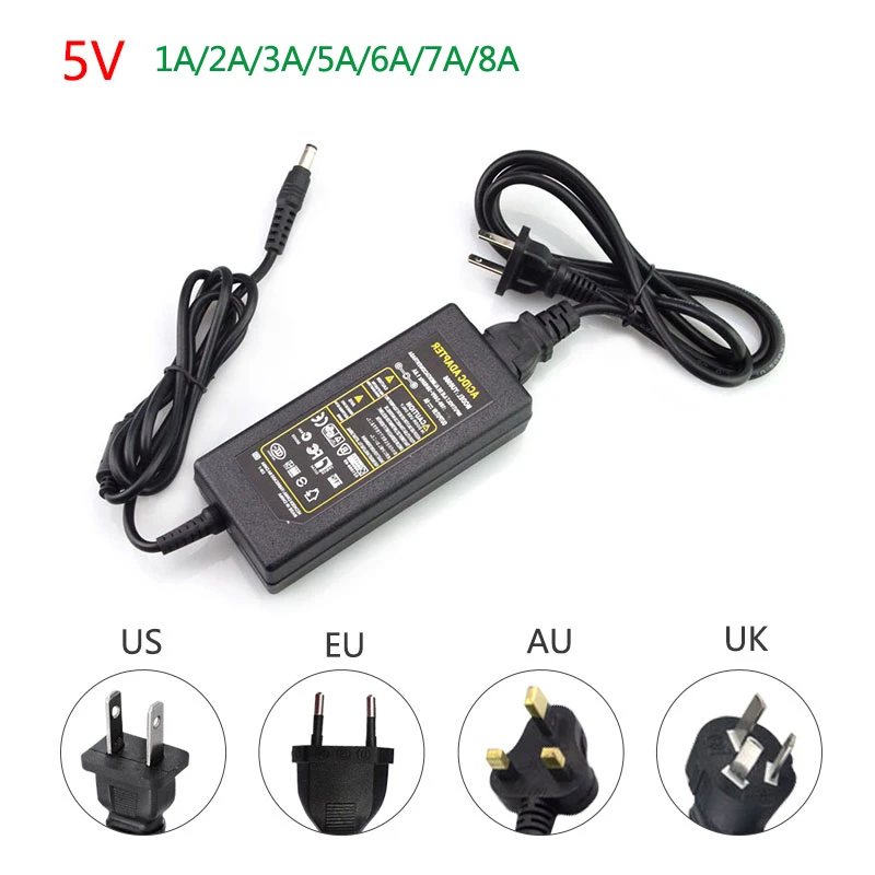 Светодиодный адаптер питания DC5V AC DC светильник ing Transformer 1A 2A 3A 5A 6A 7A 8A 5 V