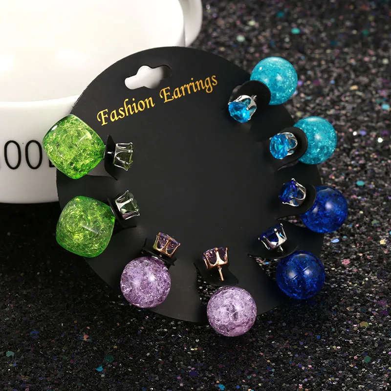 Комплект сережек для женщин модные акриловые серьги пусеты 4