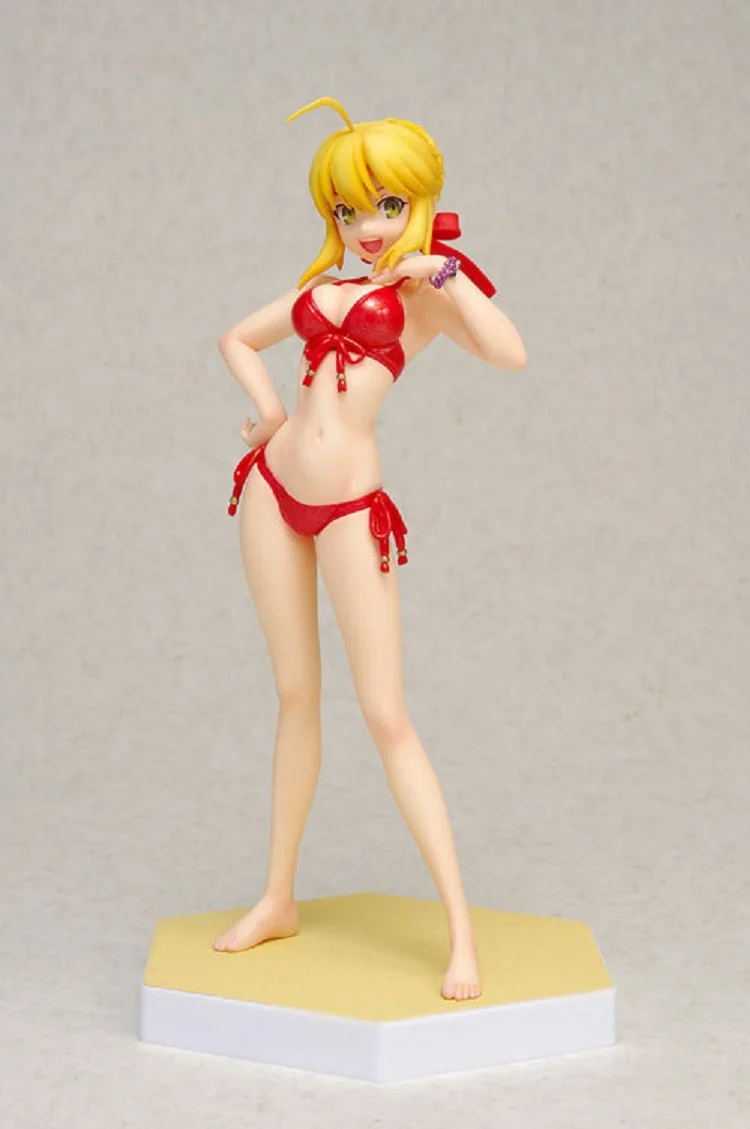 Fate Saber extra Ver stay Night zero японская аниме фигурка красный купальник волнистый ПВХ 16 см