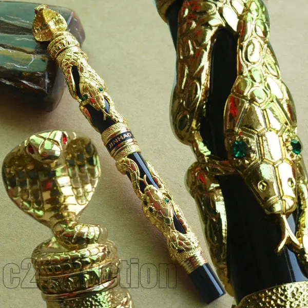 Ручка шариковая JINHAO черная с золотой змеей