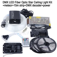 dmx fiber optic star ceiling kit 16w rgbw decoder control 15m strip 4m mixed 335strands fiber meteor light decorative project