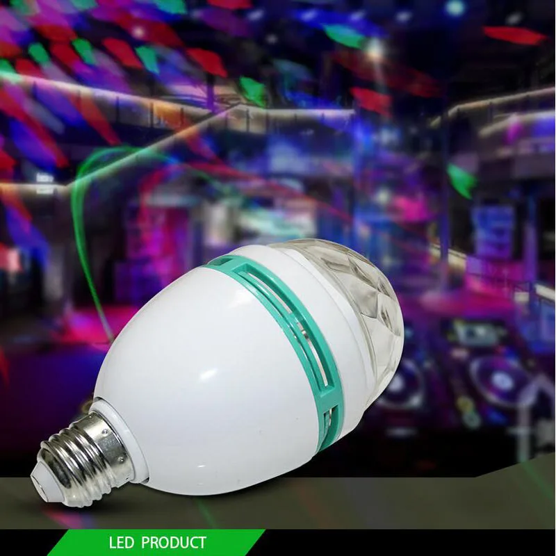 Полноцветная Светодиодная лампа E27 9 Вт RGB Автоматическое вращение